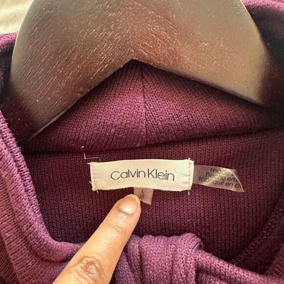 Calvin Klein Women's Full-Zip High Neck Fleece Jacket Purple Sweater Size L - Picture 7 of 9